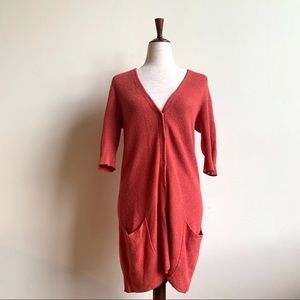 EILEEN FISHER Salmon / Coral long cardigan sweater Small